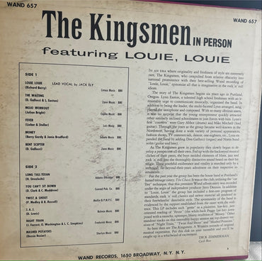 THE KINGSMEN "IN PERSON FEATURING LOUIE, LOUIE" LP