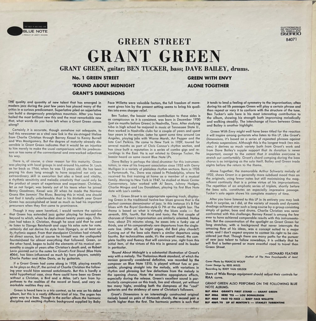 GRANT GREEN "GREEN ST." LP