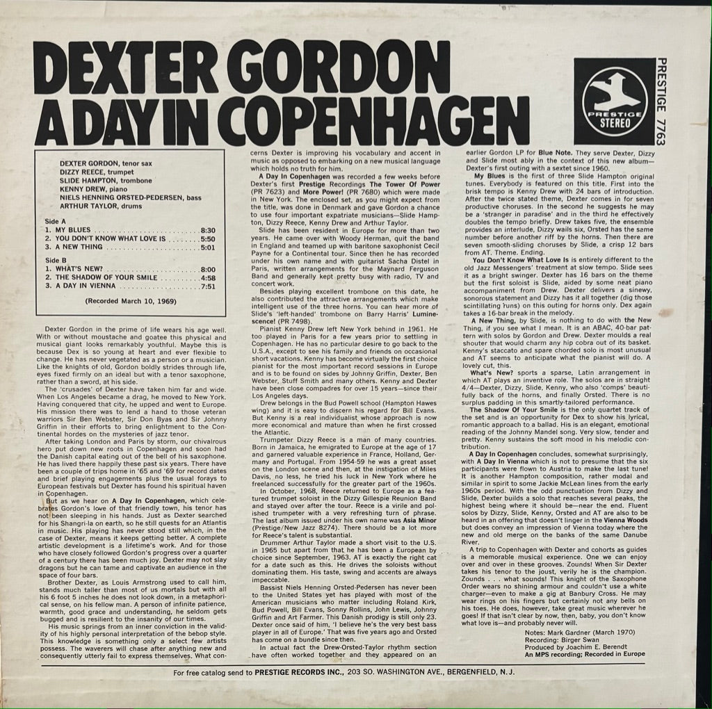 DEXTER GORDON & SLIDE HAMPTON "A DAY IN COPENHAGEN" LP